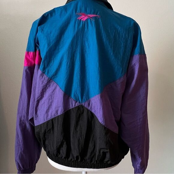 VTG Reebok Track Suit Women Med 90s Blue Purple Black Colorblock Y2K Black Pants - Picture 10 of 11